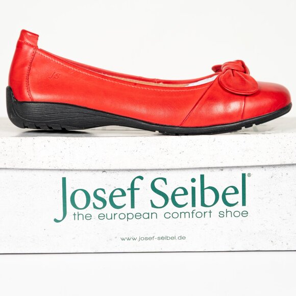 Josef Seibel Fenja 01 Comfy Leather Flats Red Womens Size US 6-6.5 EU 37 NIB - Picture 1 of 11